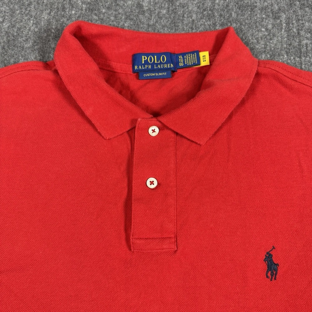 Polo Ralph Lauren Men's Short Sleeve Polo Shirt Red Custom Slim Fit Size XL